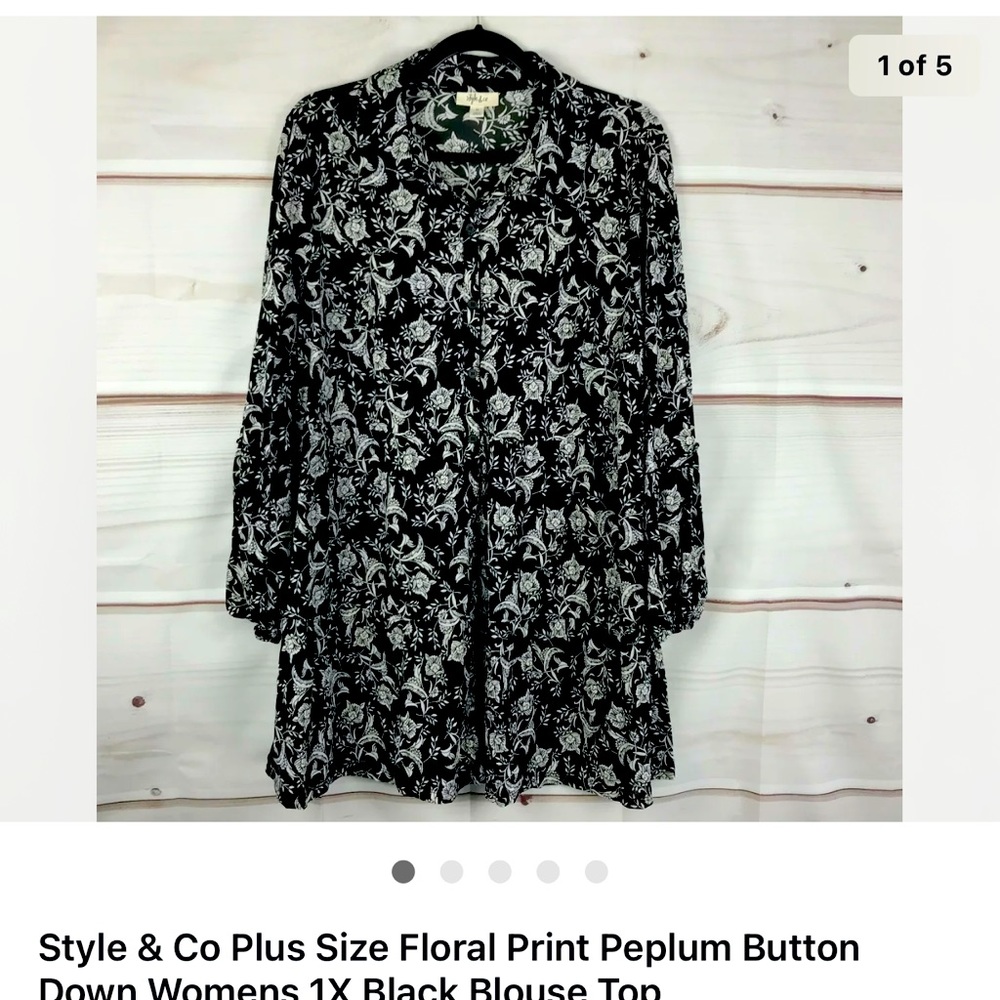 Style & Co Plus Size Floral Button Down Womens 1X